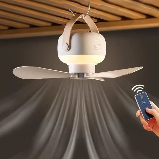 Portable Wireless Ceiling Fan with Light & Remote